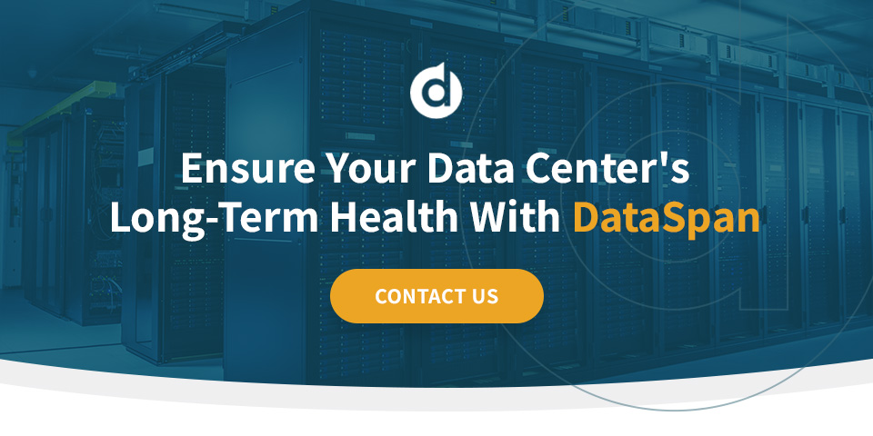 A message stating "ensure your data center's long-term health with DataSpan" and a contact us link.